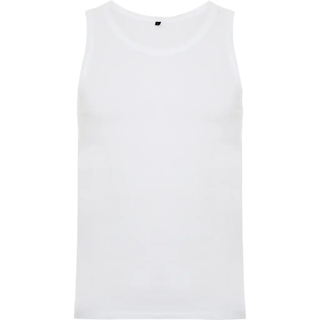 Polera Estampada Sin Mangas  (Blanco, S, Sin Estampado al frente, Espalda Sin Estampado)