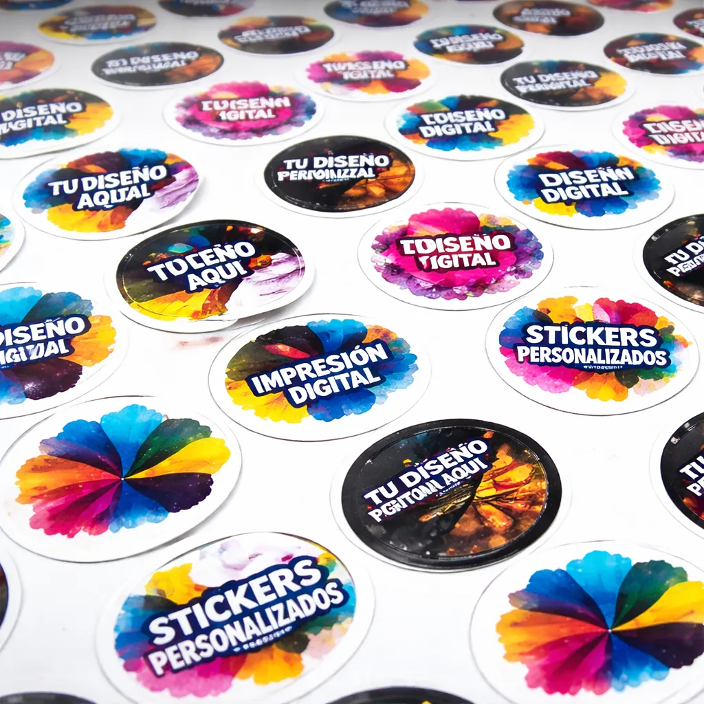 Adhesivo Troquelado Circular   (8x8cm (144u aprox), Adhesivo Blanco Brillante, 3 a 5 Días Hábiles)