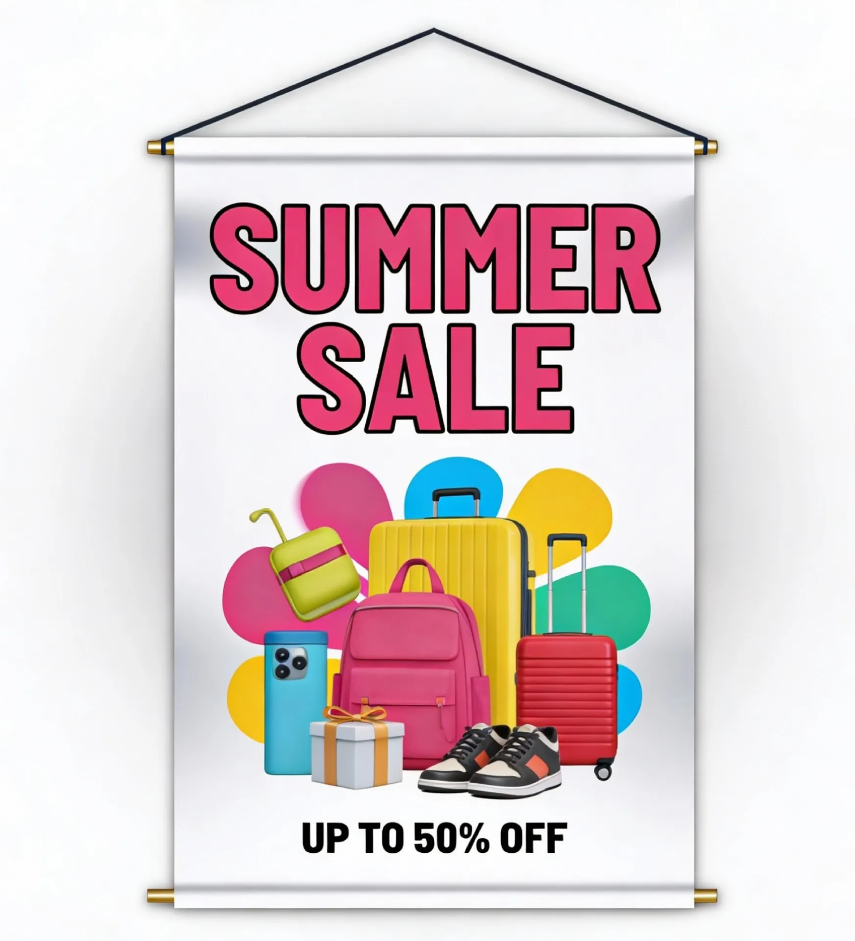 Letrero Pendón Colgante Tela Pvc  (50x100cm, 3 a 5 Días Hábiles, Tela PVC Brillante)