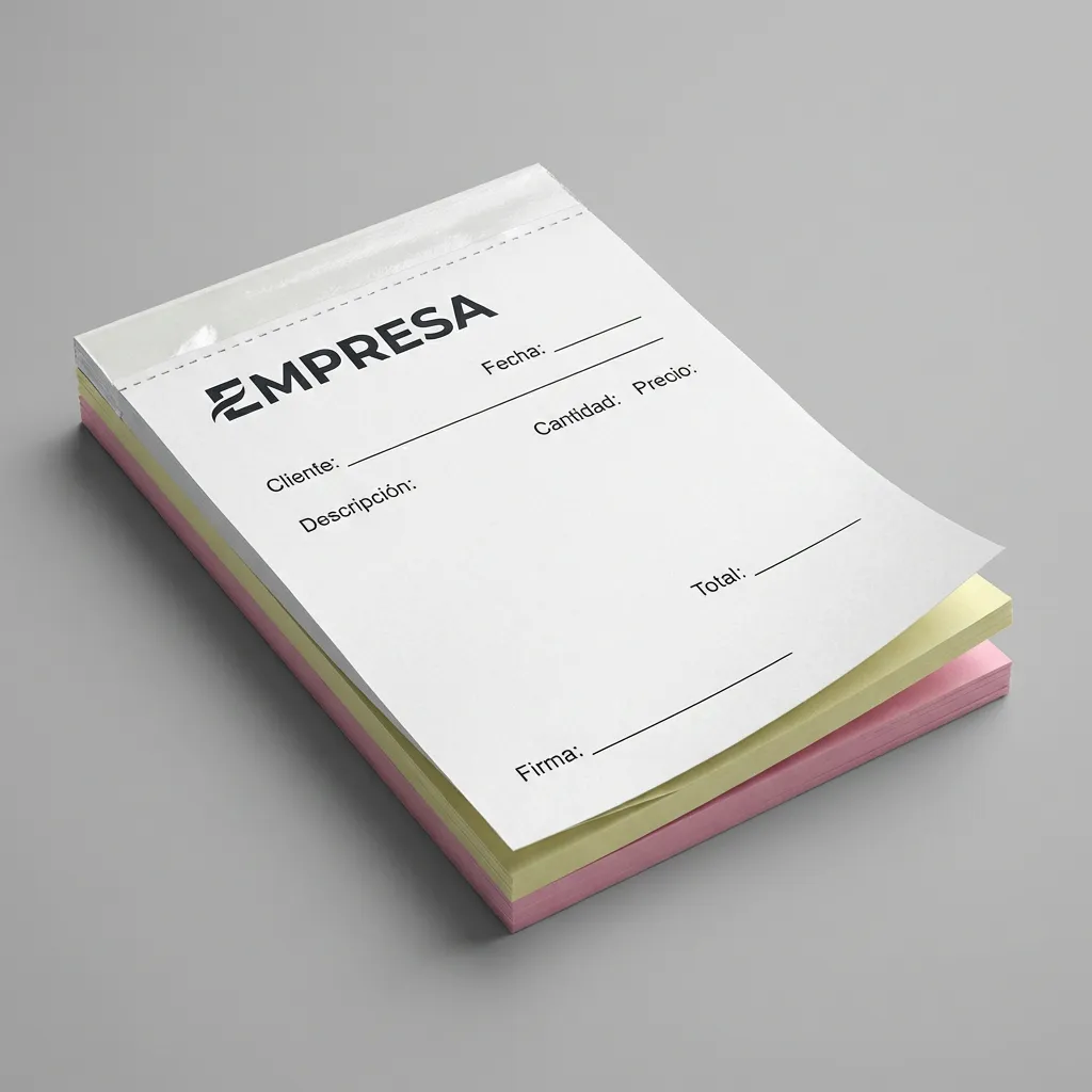 TALONARIO AUTOCOPIATIVO TAMAÑO MEDIA CARTA - 50 ORIGINALES (Duplicado, Con folios, Encolado, Impresion Blanco y negro)