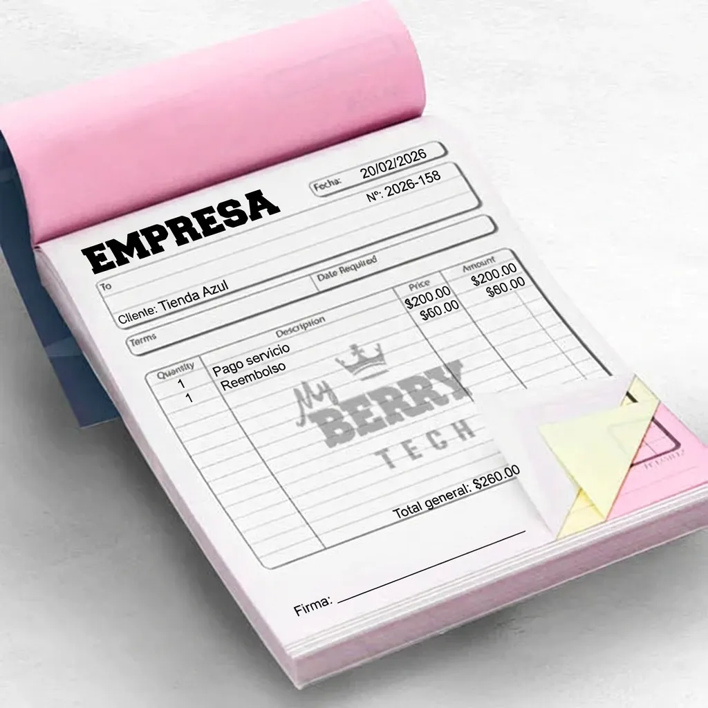 TALONARIO AUTOCOPIATIVO TAMAÑO MEDIA CARTA - 50 ORIGINALES